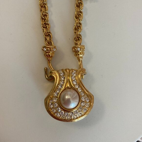 Nolan Miller Faux Pearl Necklace - Etsy Nolan Miller Vintage Rhinestone & Faux Pearl Necklace, 30\